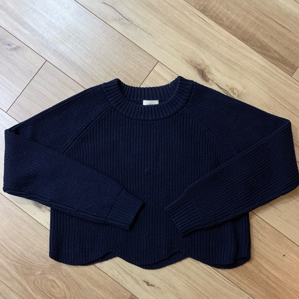 Wilfred Dark Navy Scallop Hemmed Sweater